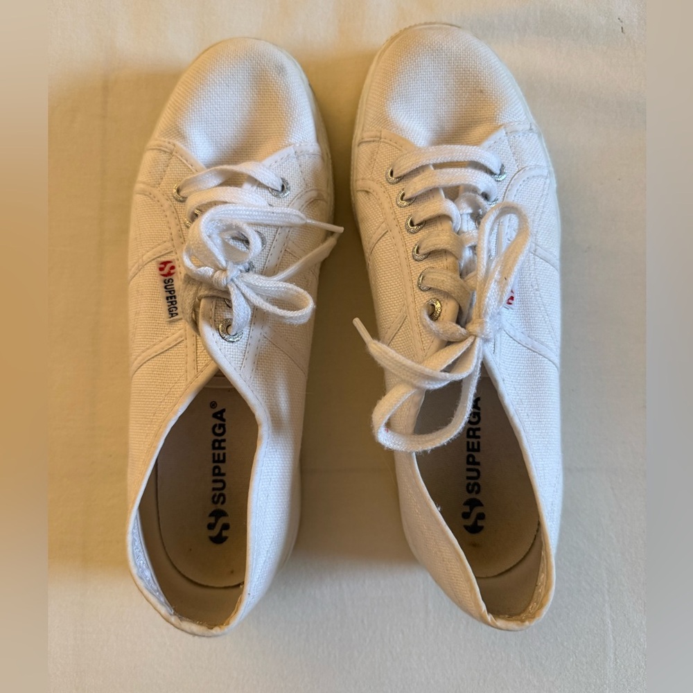 Superga White platform Lace-Up Sneakers